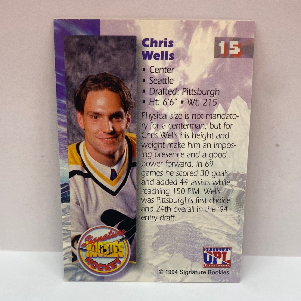 1994 Signature Rookies Chris Wells Autograph 5729/7750 (063) - Picture 2 of 2